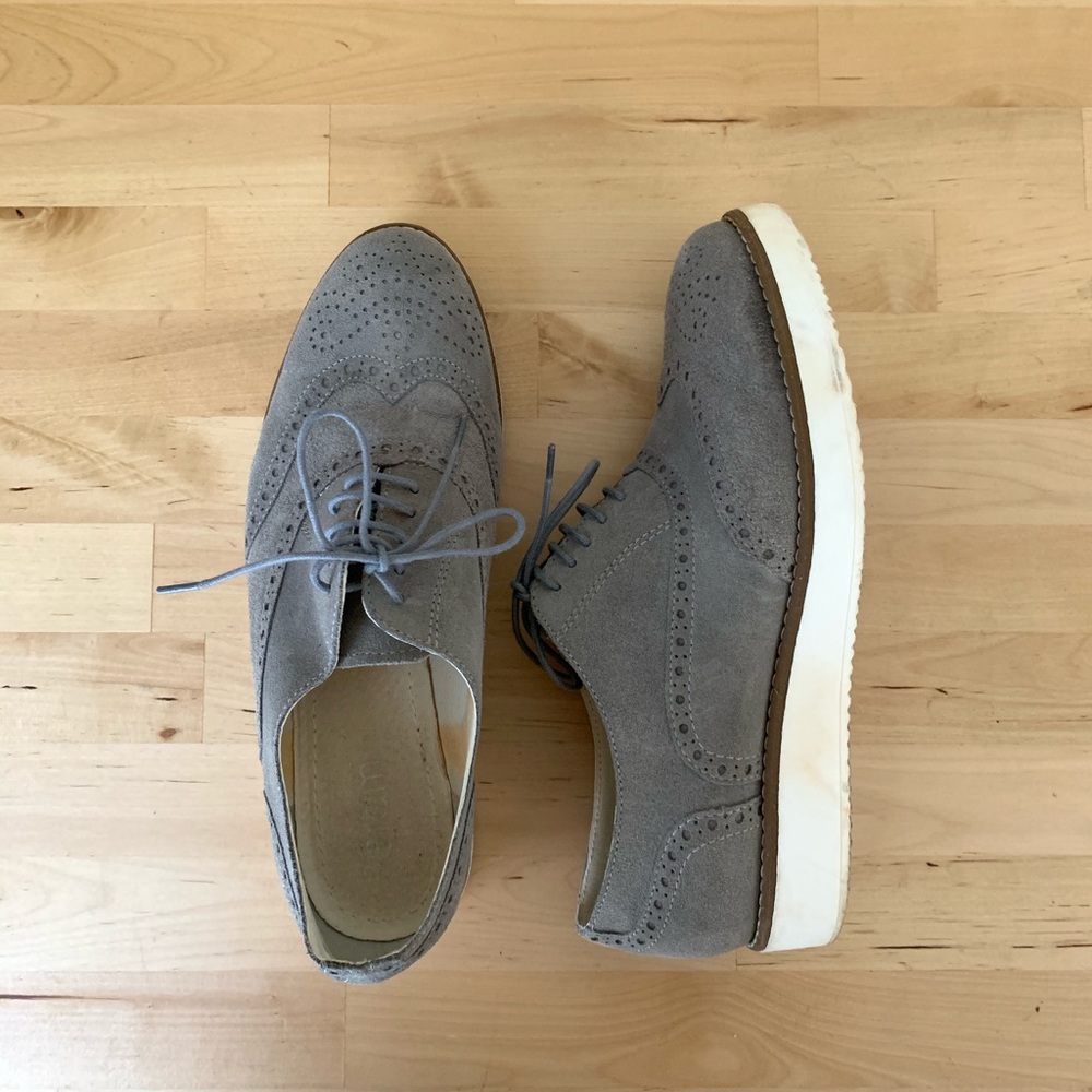 Grey leather oxfords | like new